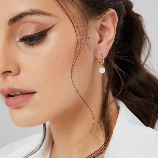 Moonlit Pearl Gold Earrings