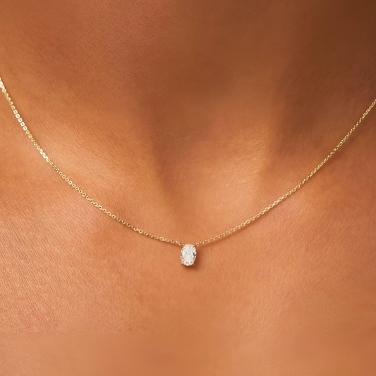 Aurora Oval Solitaire Necklace
