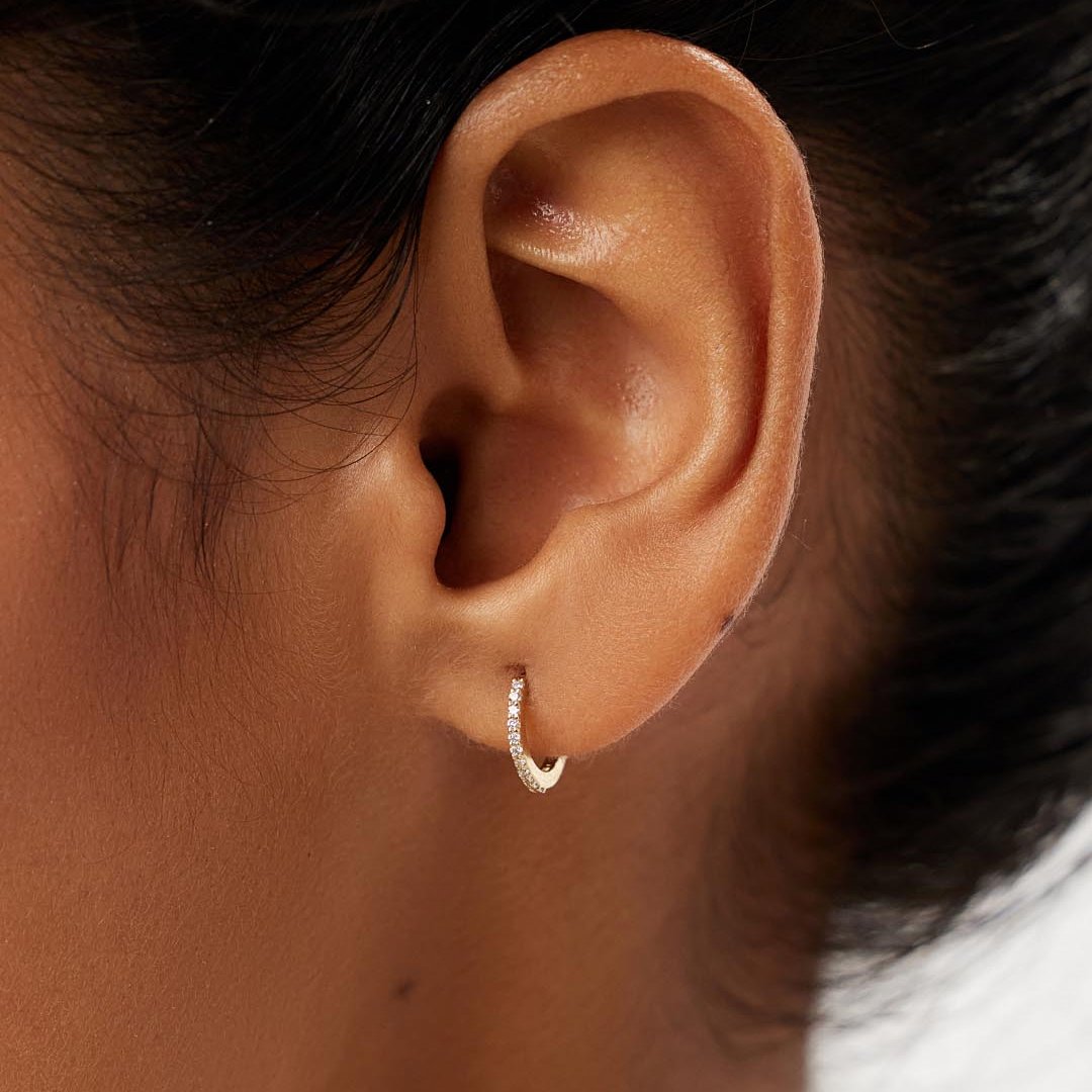 Minimalist Diamond Huggie Hoops