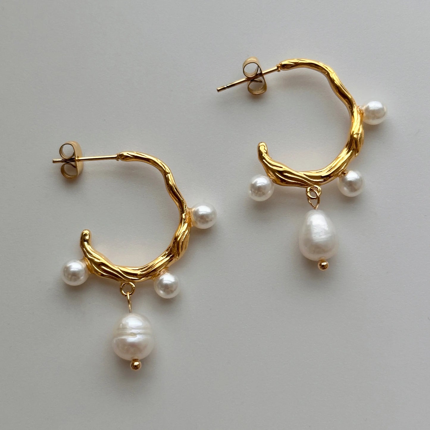 Celestial Pearl Gold Hoops
