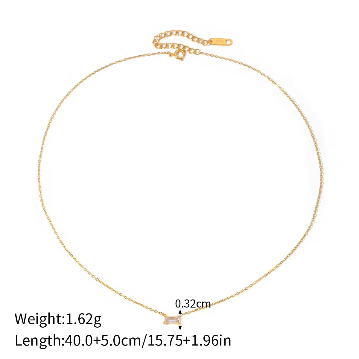 Minimalist Rectangle Solitaire Necklace