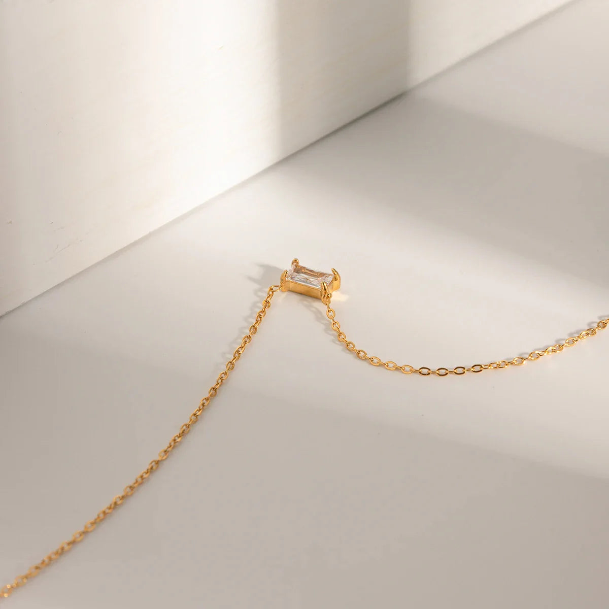 Minimalist Rectangle Solitaire Necklace