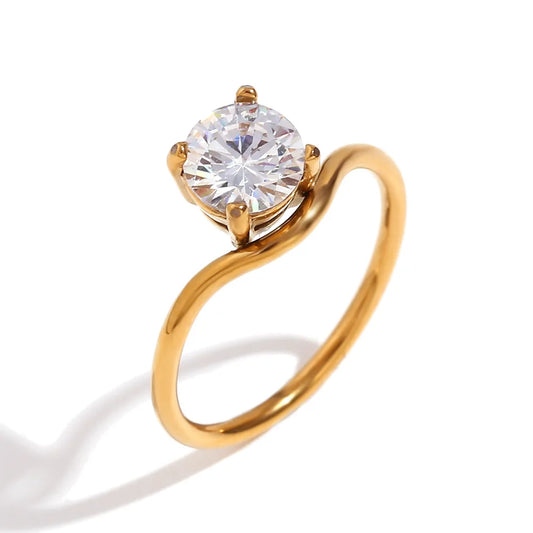 Round Solitaire Stack Ring