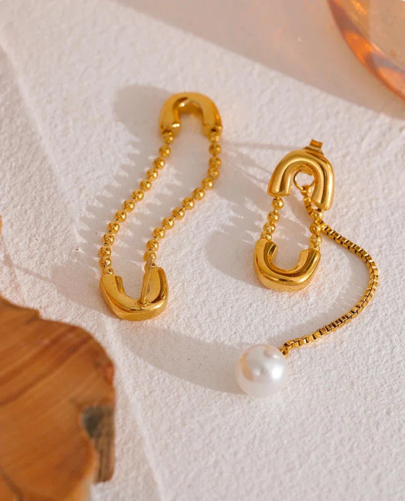 Asymmetrical Pearl Grace Earrings