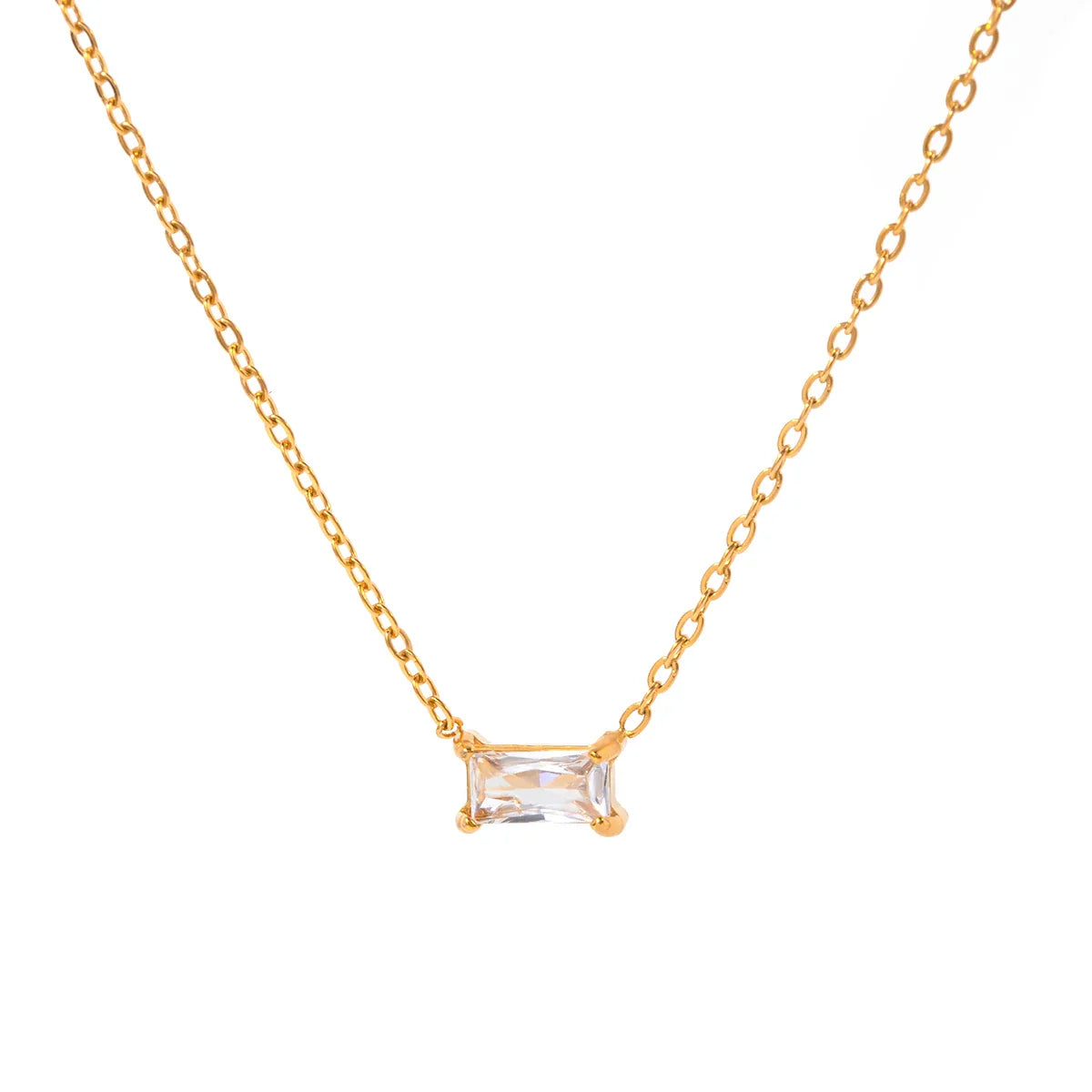 Minimalist Rectangle Solitaire Necklace