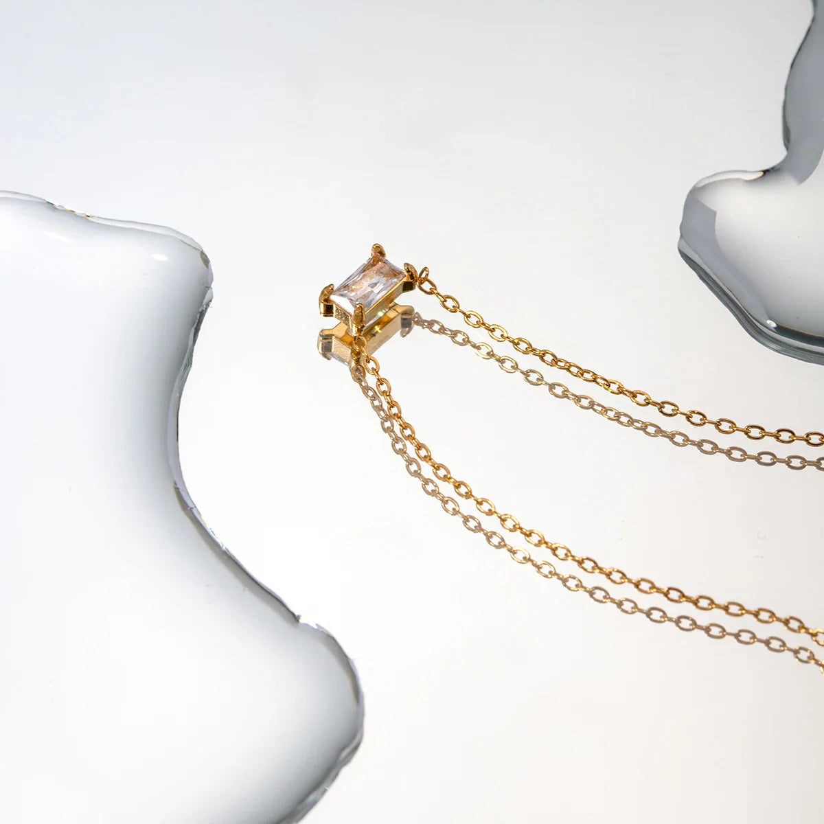 Minimalist Rectangle Solitaire Necklace