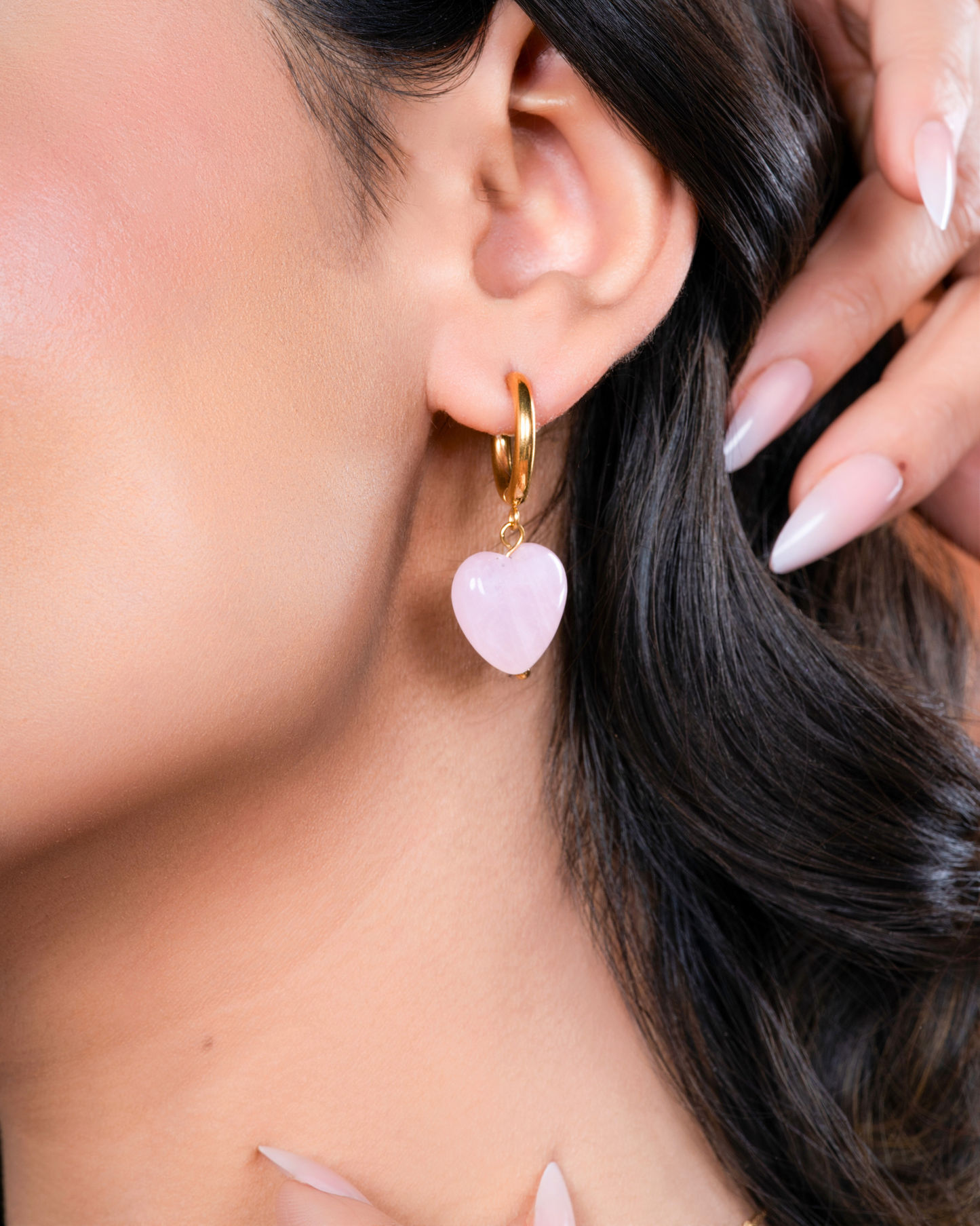 Pink Rose Heart Earrings