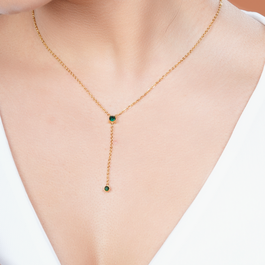 Emerald Lariat Necklace