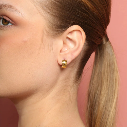 Analia Textured Huggies Hoops