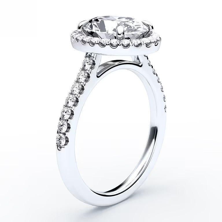 Pave Oval Halo Ring - 92.5 Sterling Silver