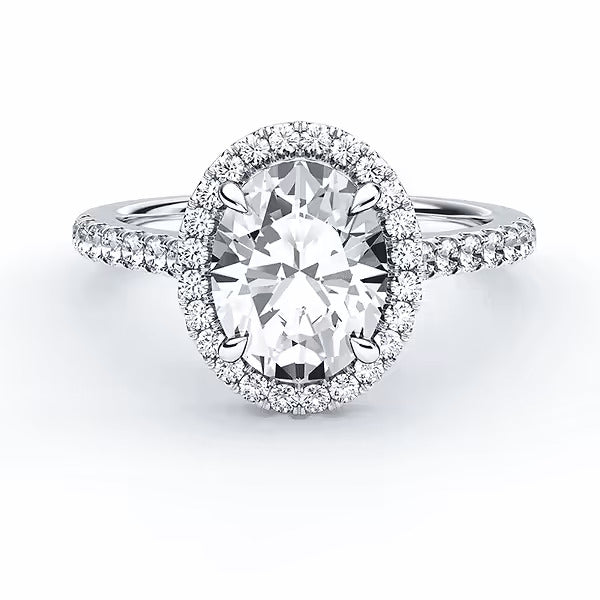 Pave Oval Halo Ring - 92.5 Sterling Silver