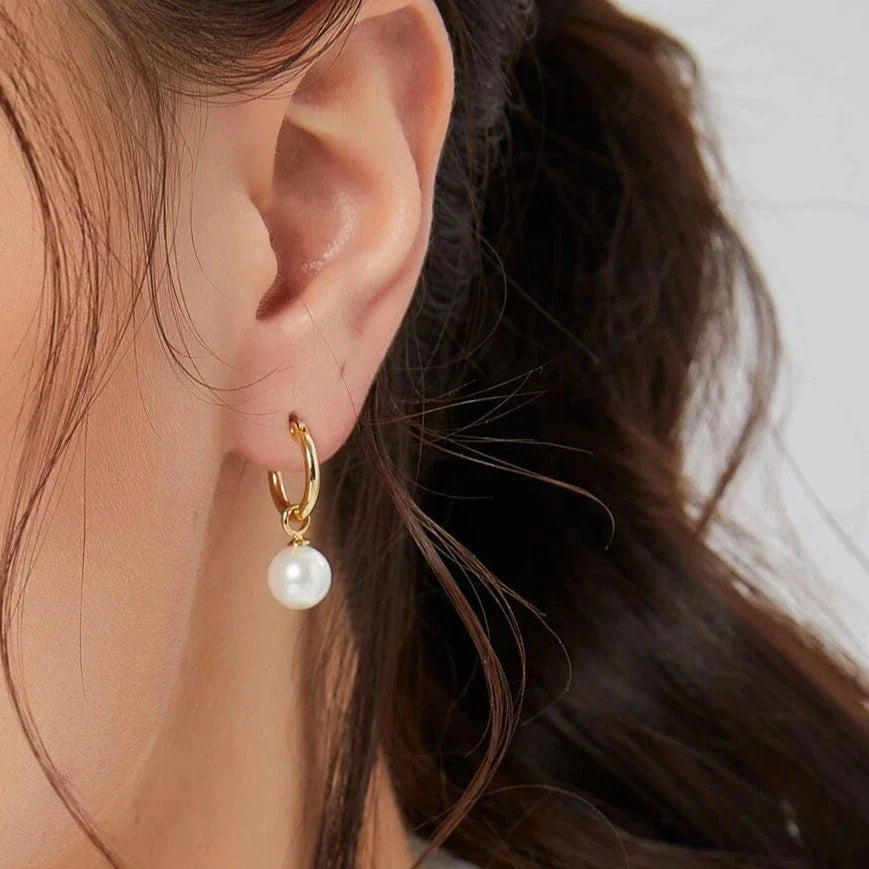 Moonlit Pearl Gold Earrings