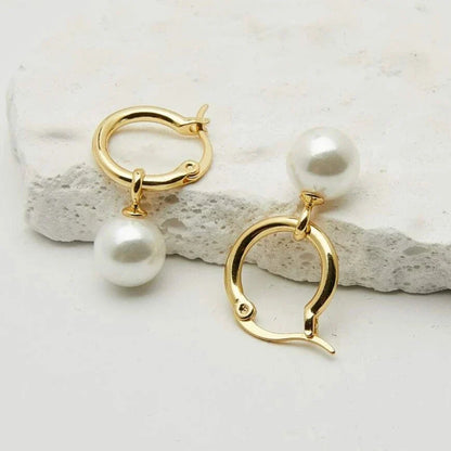Moonlit Pearl Gold Earrings