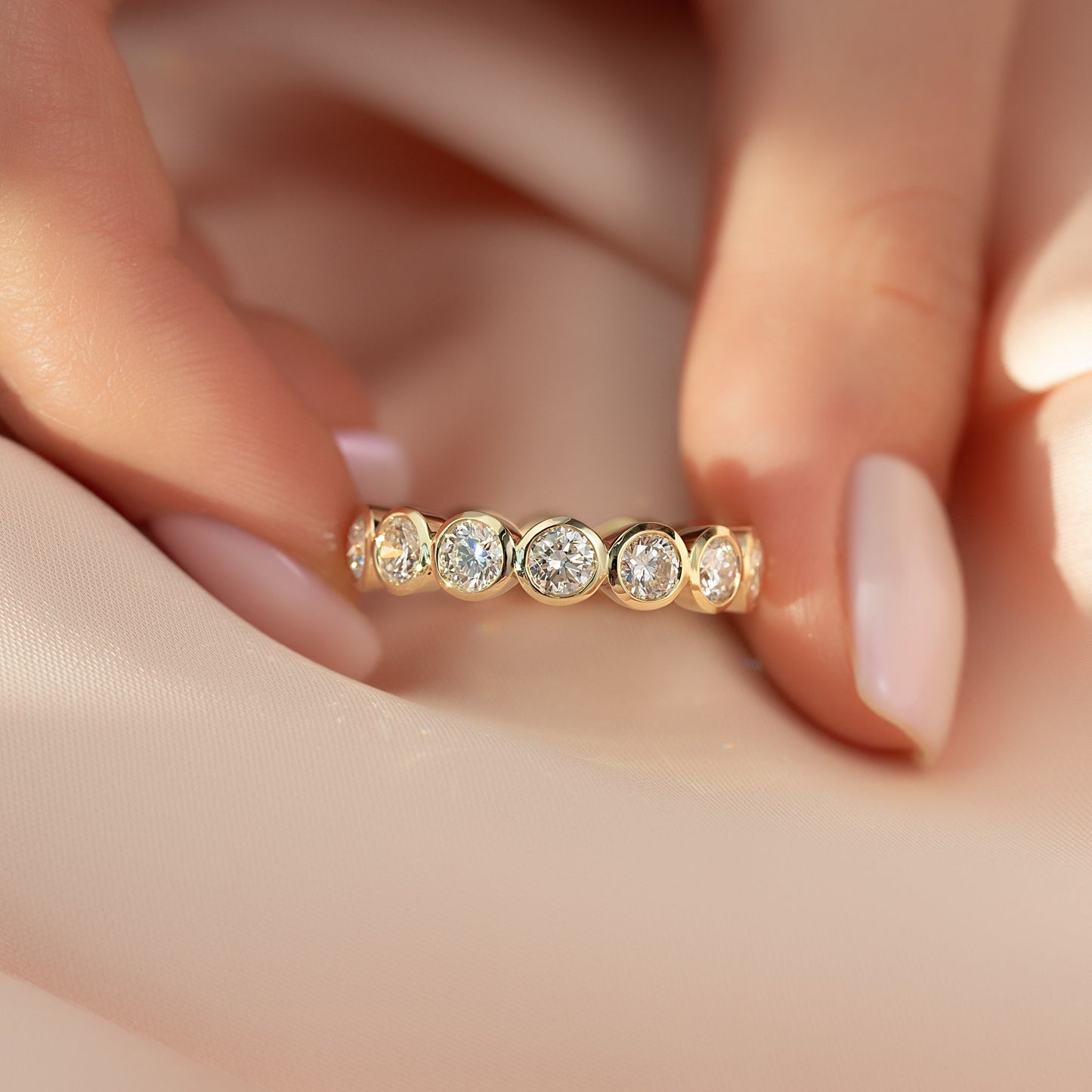Round Bezel Eternity Band Ring