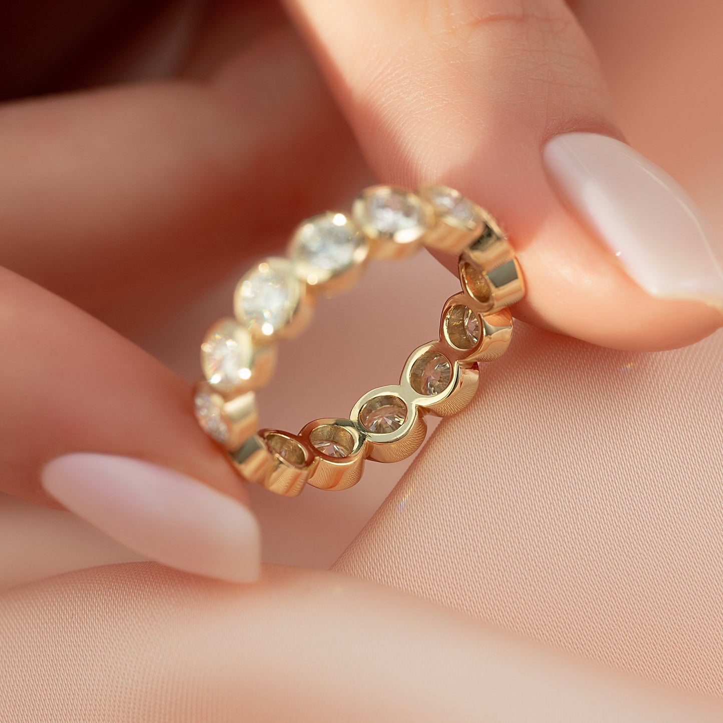Round Bezel Eternity Band Ring