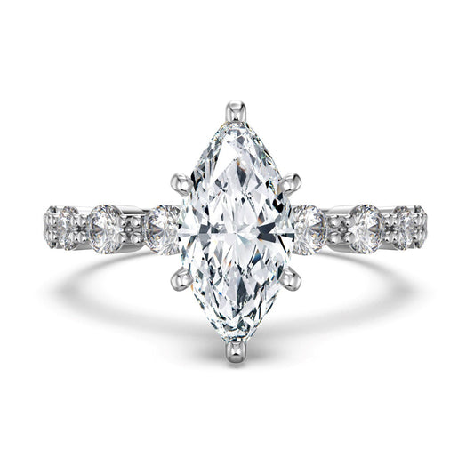 Marquise Half Eternity Ring - 92.5 Sterling Silver