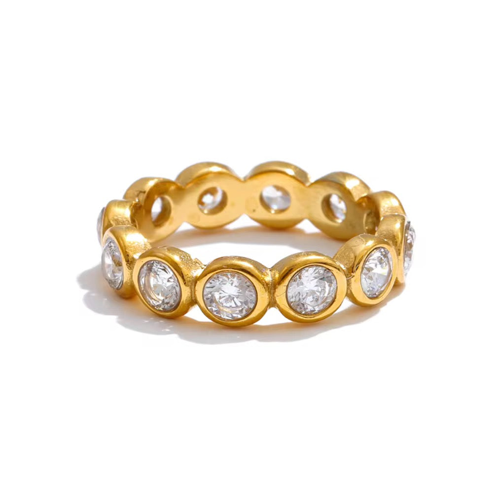 Round Bezel Eternity Band Ring