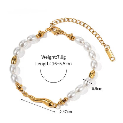 Golden Wave Pearl Bracelet Stack