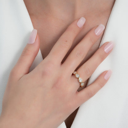 Pear Bezel Eternity Band Ring