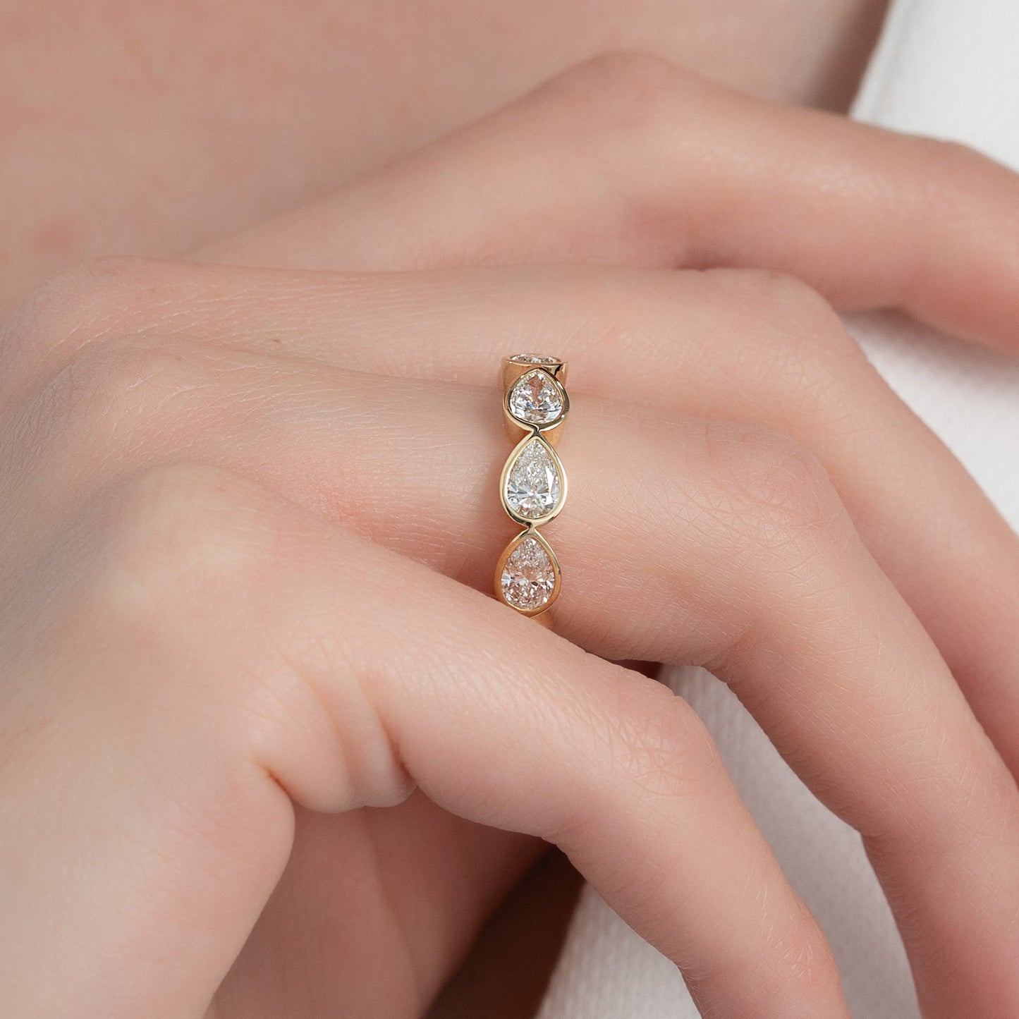 Pear Bezel Eternity Band Ring