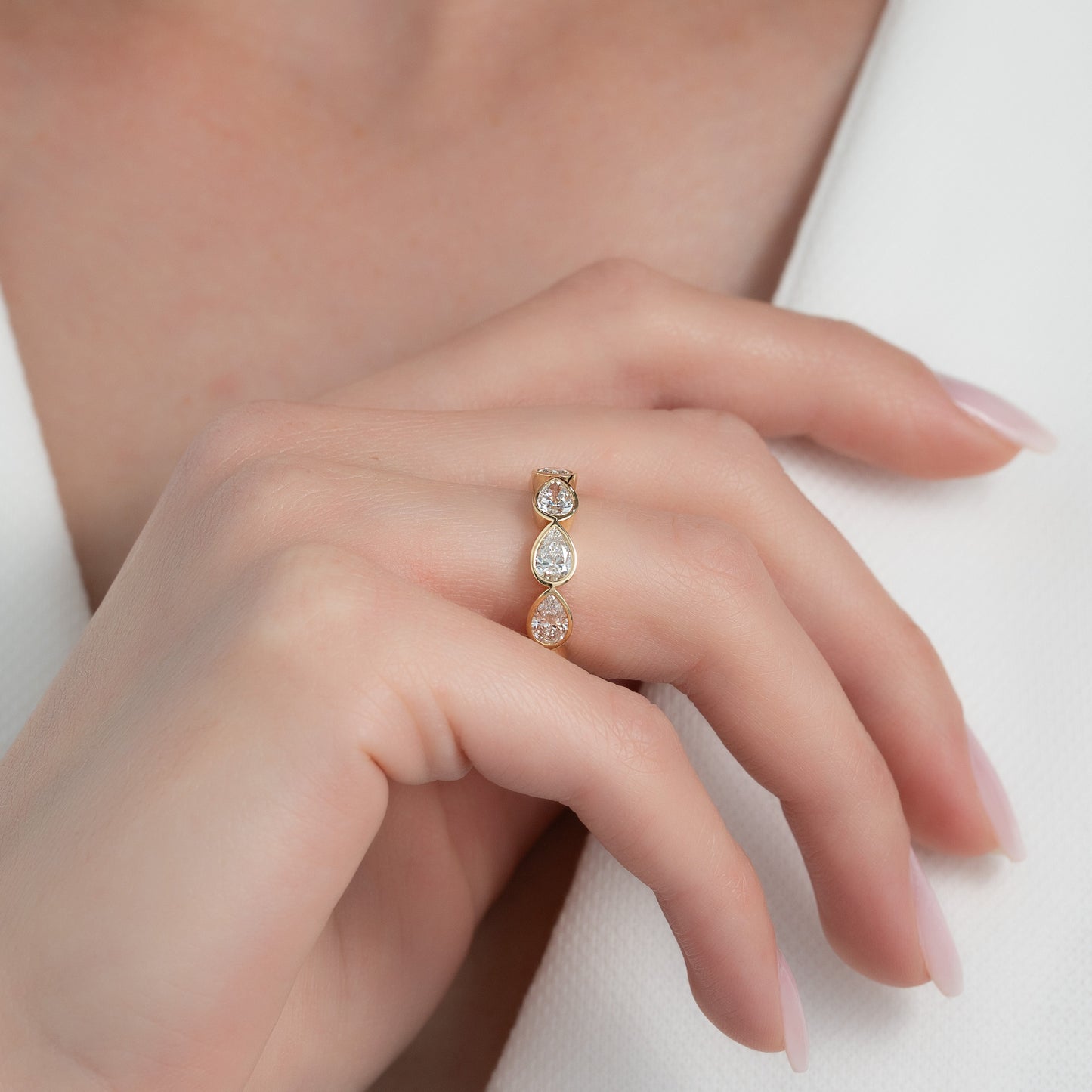 Pear Bezel Eternity Band Ring