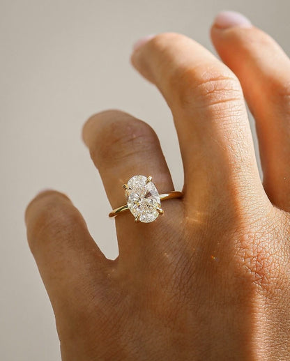 The Oval Solitaire Ring - 92.5 Sterling Silver Vermeil