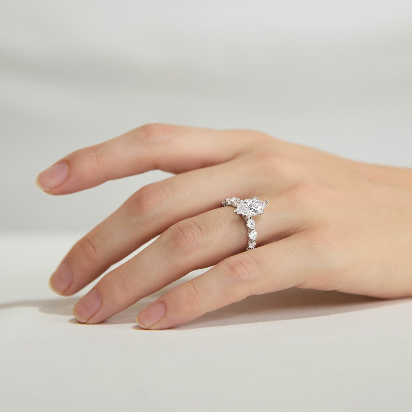 Marquise Half Eternity Ring - 92.5 Sterling Silver