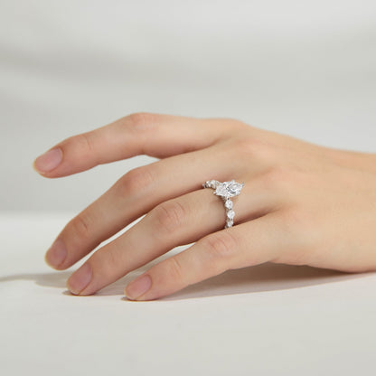 Marquise Half Eternity Ring - 92.5 Sterling Silver