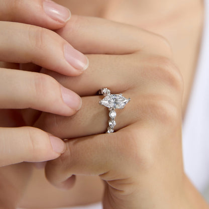 Marquise Half Eternity Ring - 92.5 Sterling Silver
