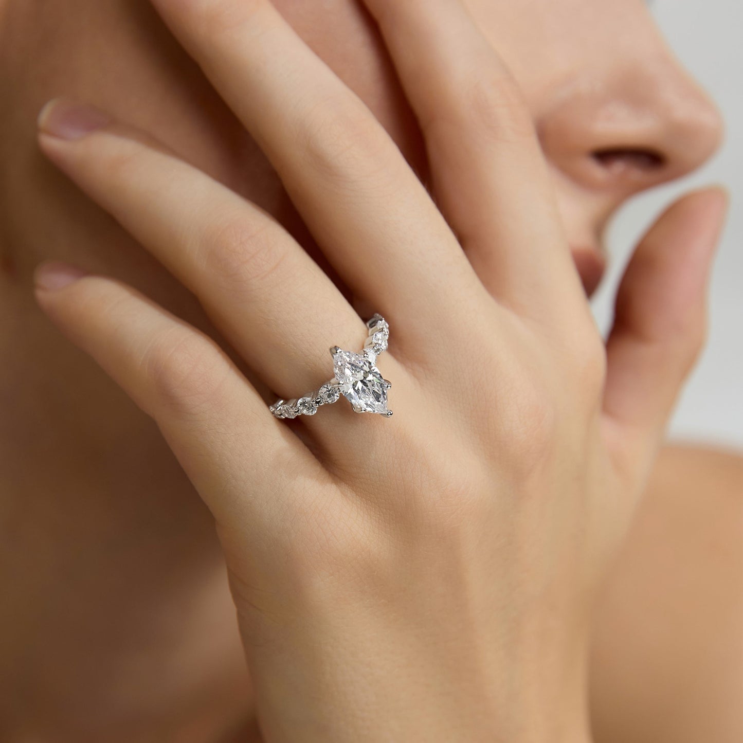 Marquise Half Eternity Ring - 92.5 Sterling Silver
