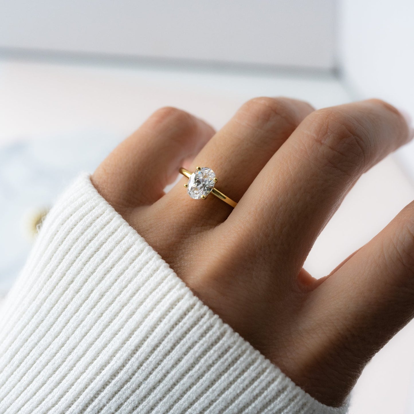 Aura Oval Solitaire Ring