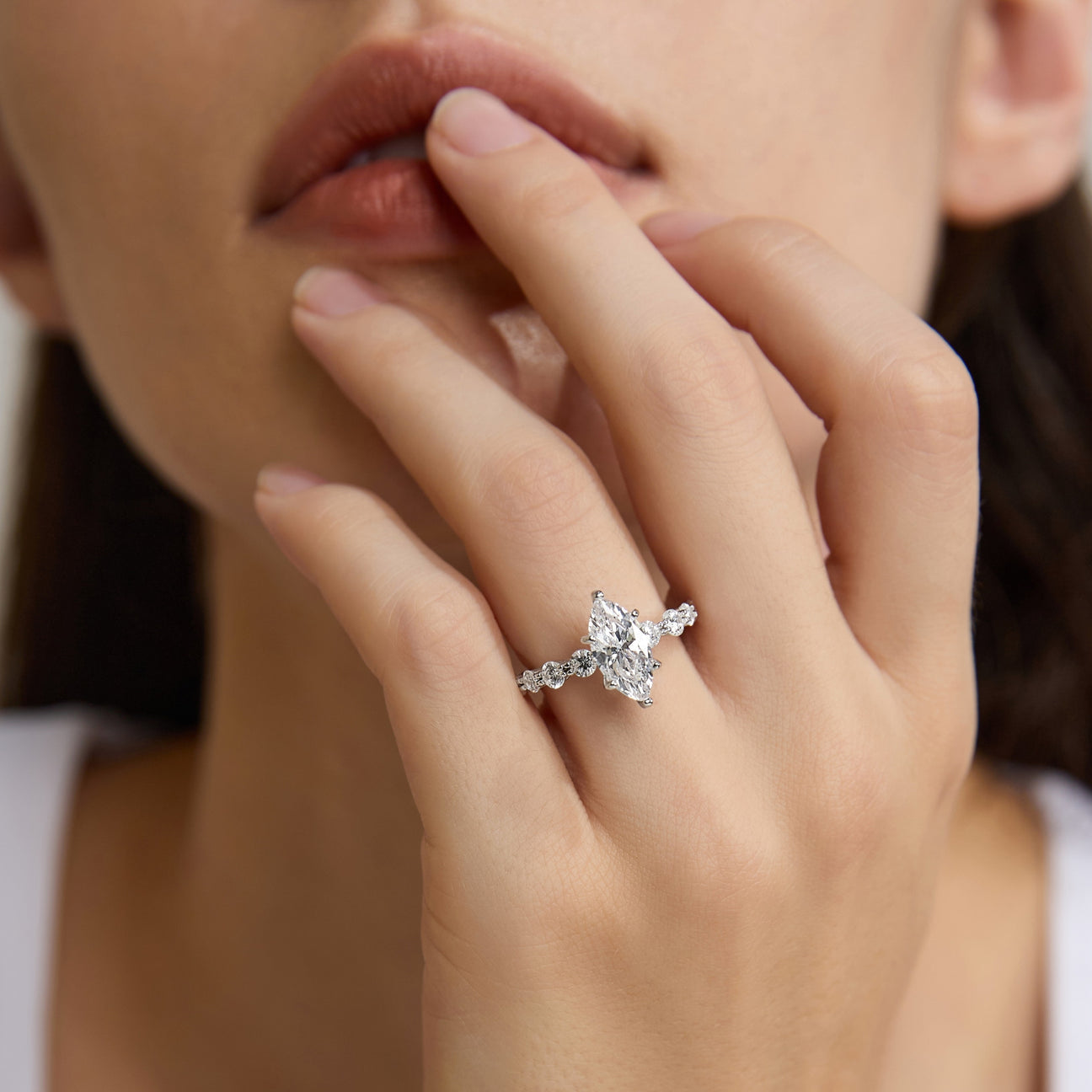 Marquise Half Eternity Ring - 92.5 Sterling Silver