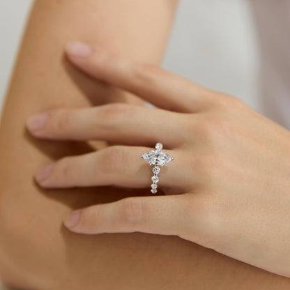 Marquise Half Eternity Ring - 92.5 Sterling Silver