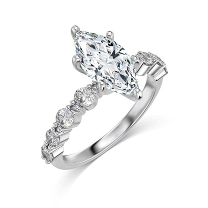 Marquise Half Eternity Ring - 92.5 Sterling Silver
