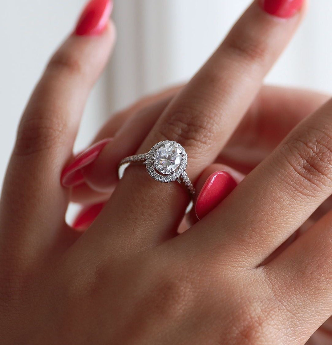 Pave Oval Halo Ring - 92.5 Sterling Silver