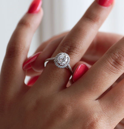 Pave Oval Halo Ring - 92.5 Sterling Silver