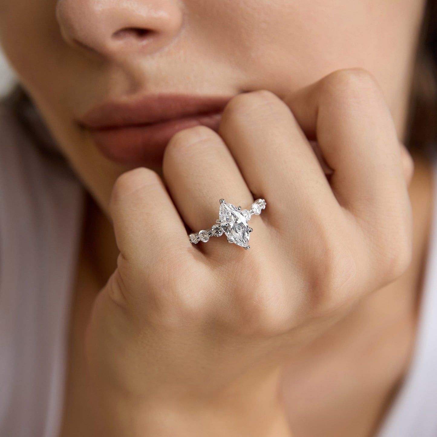 Marquise Half Eternity Ring - 92.5 Sterling Silver