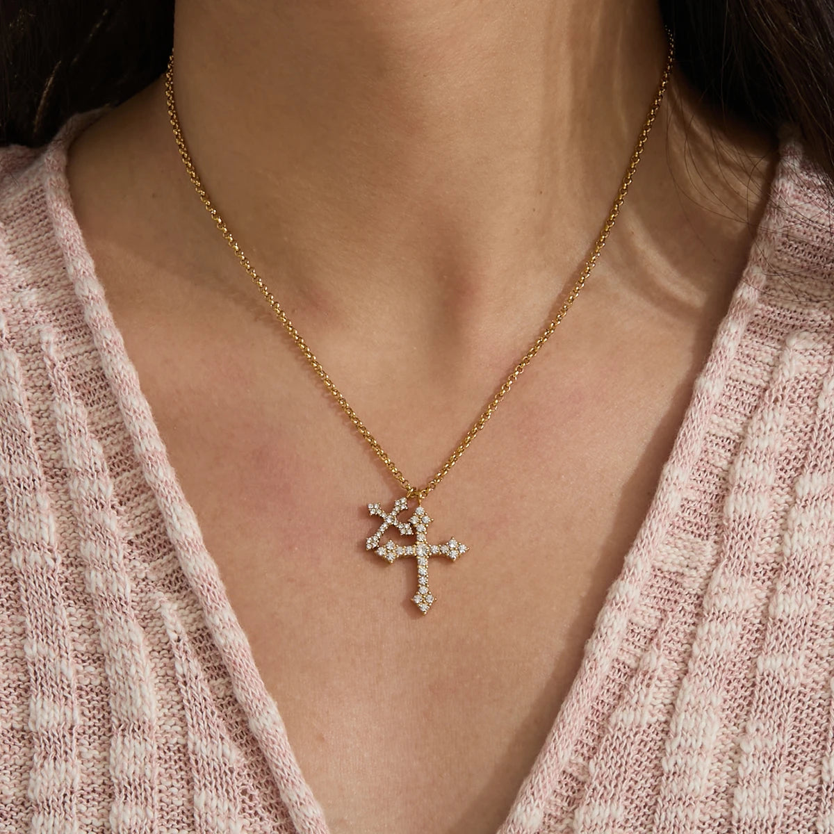 Dual Cross Vintage Necklace