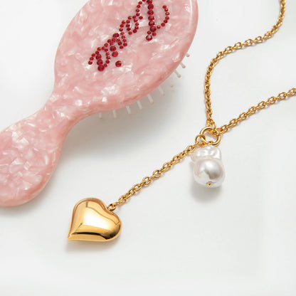 Golden Heart Pearl Necklace