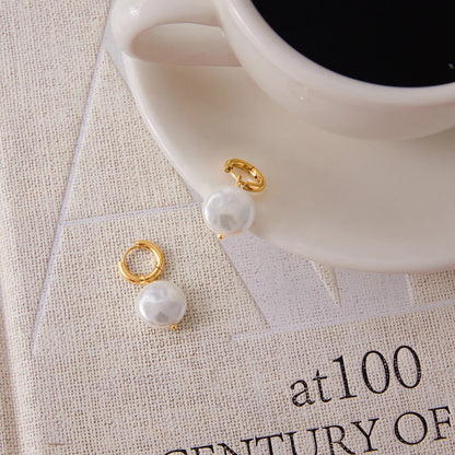 Elara Pearl Hoop Earrings