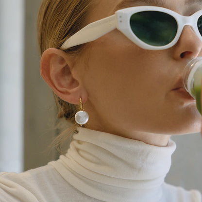 Elara Pearl Hoop Earrings