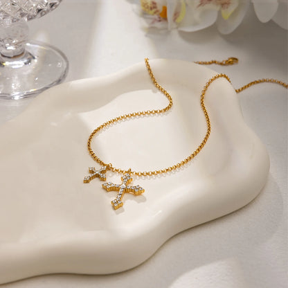 Dual Cross Vintage Necklace