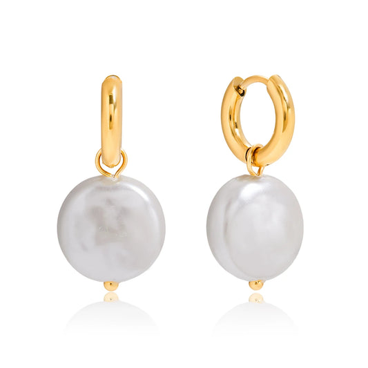 Elara Pearl Hoop Earrings