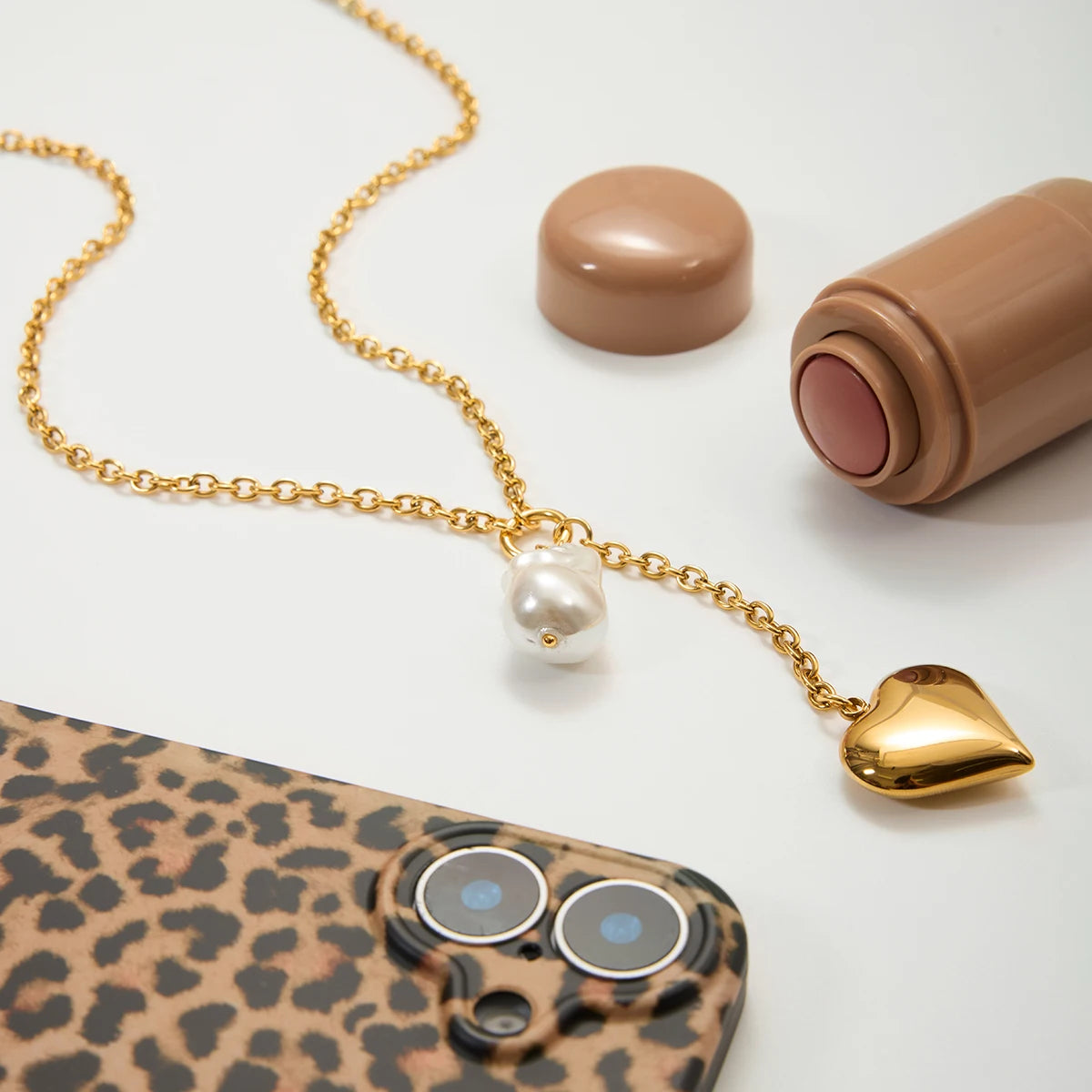 Golden Heart Pearl Necklace