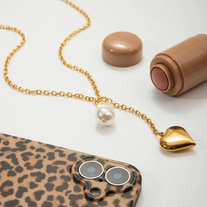 Golden Heart Pearl Necklace