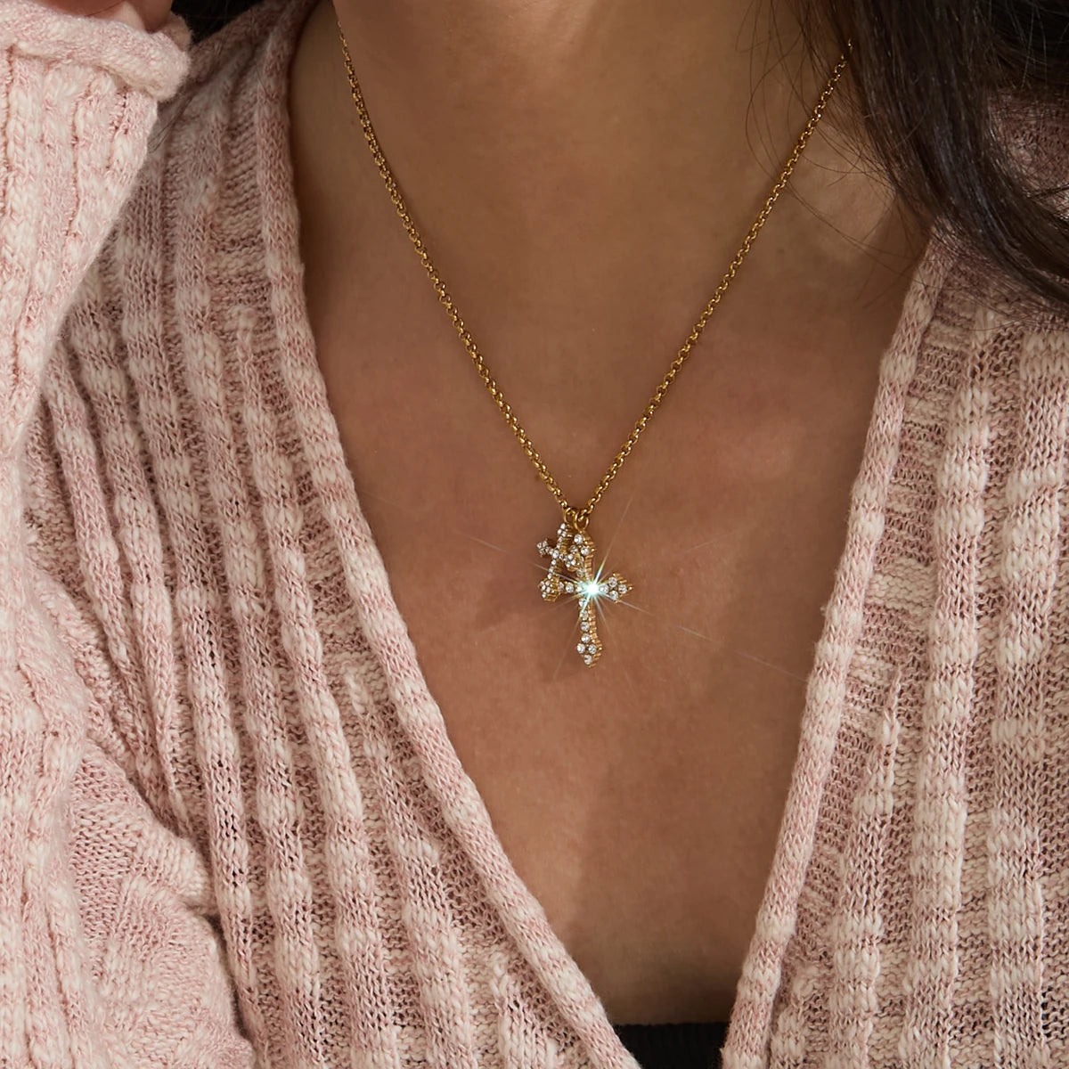 Dual Cross Vintage Necklace