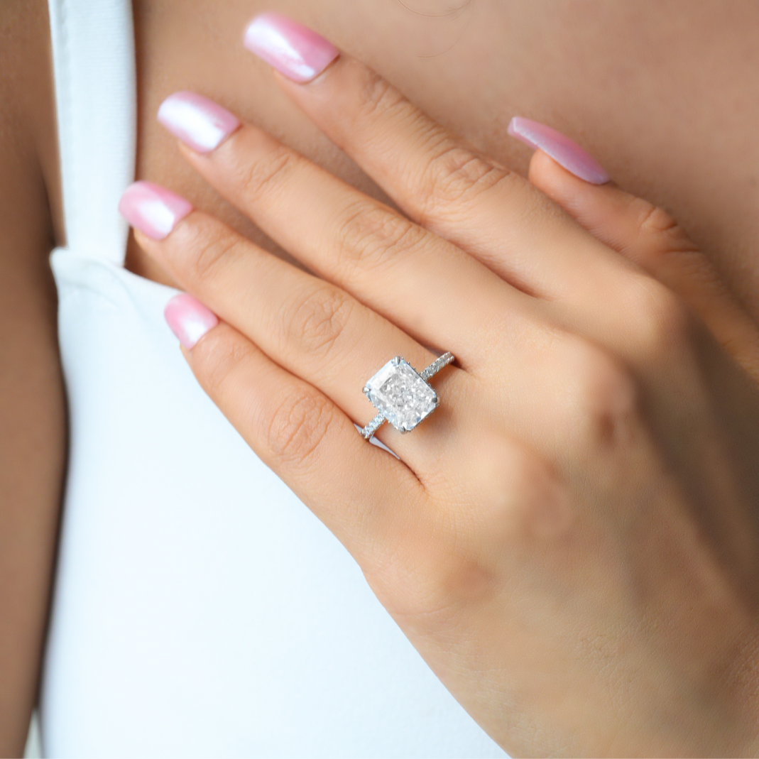Radiant Solitaire Ring  - 92.5 Sterling Silver