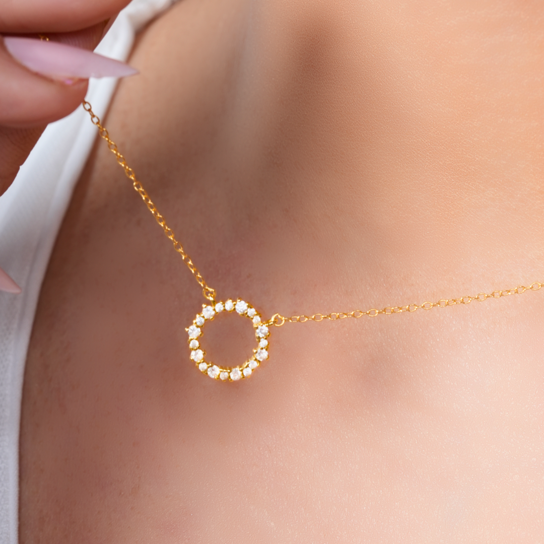 Circle of Stardust Necklace - 92.5 Sterling Silver Vermeil