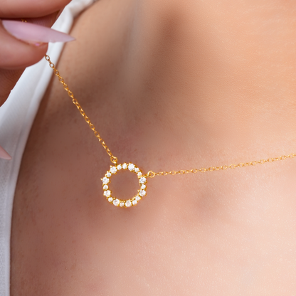 Circle of Stardust Necklace - 92.5 Sterling Silver Vermeil