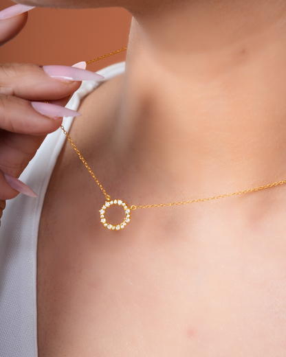 Circle of Stardust Necklace - 92.5 Sterling Silver Vermeil